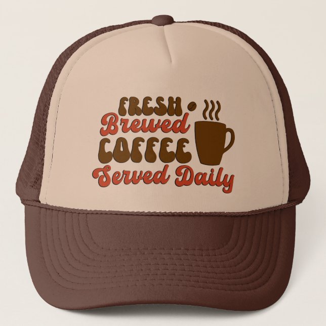 Färskbryggt kaffe-ordkonst keps (Framsida)