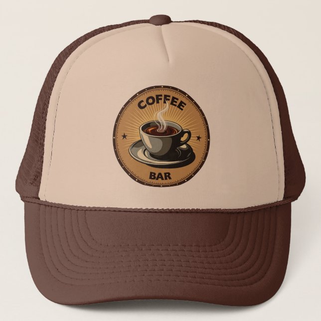 Färskbryggt kaffe vintage Truckerhatt Keps (Framsida)