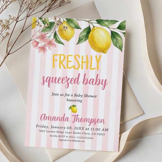 Färskpressad Citron Baby Shower Bondens Marknad Inbjudningar (Skapare uppladdad)