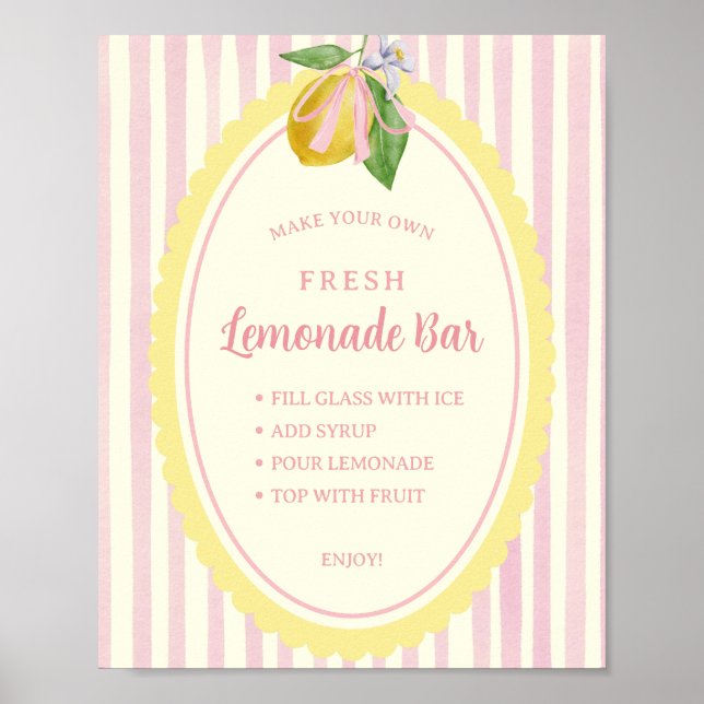 Färskpressad Lemonad Bar Meny Poster (Framsidan)