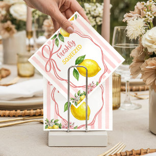 Färskpressad Lemonad Rosa Rosett Babyfirande Pappersservett