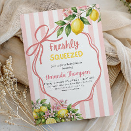 Färskpressad Lemonad Rosa Rosett Bebis Shower Inbjudningar