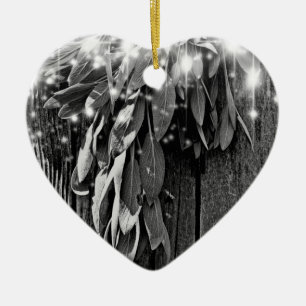 Färskskuren Sage Barn-wood Grayscale Twinkle Ljus Julgransprydnad Keramik