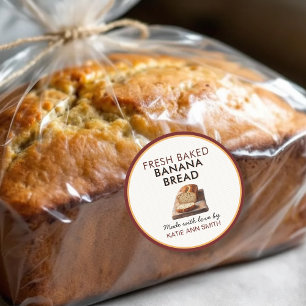 Färskt Bakad Bananbröd Etikett Bakaffär Klisterm