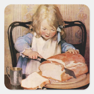 Färskt bröd av Jessie Willcox Smith Fyrkantigt Klistermärke