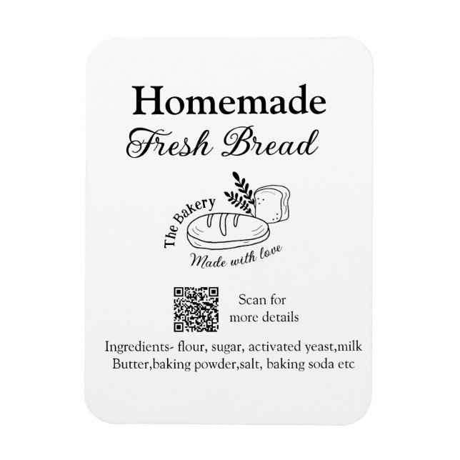 Färskt bröd, bakverk tillsätt namn ingredienser Q  Magnet (Vertikal)