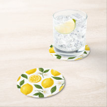 Färskt citronmönster med blad och blommor