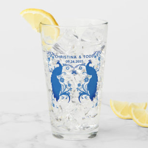 Färskt Elegant Blue Peacock Pint Glass Glaskopp