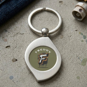 Färskt från väggen: Djärv Graffiti-monogram "F" Swirl Silverfärgad Nyckelring