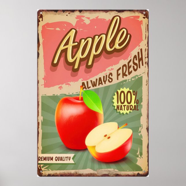 Färskt fruktäpple vintage affisch (Framsidan)