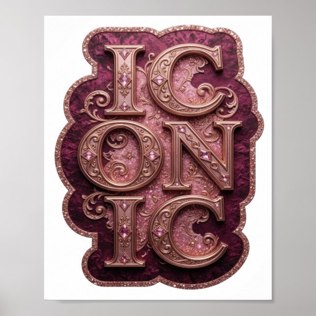 Färskt guld ICONIC Textdesign Poster (Framsidan)