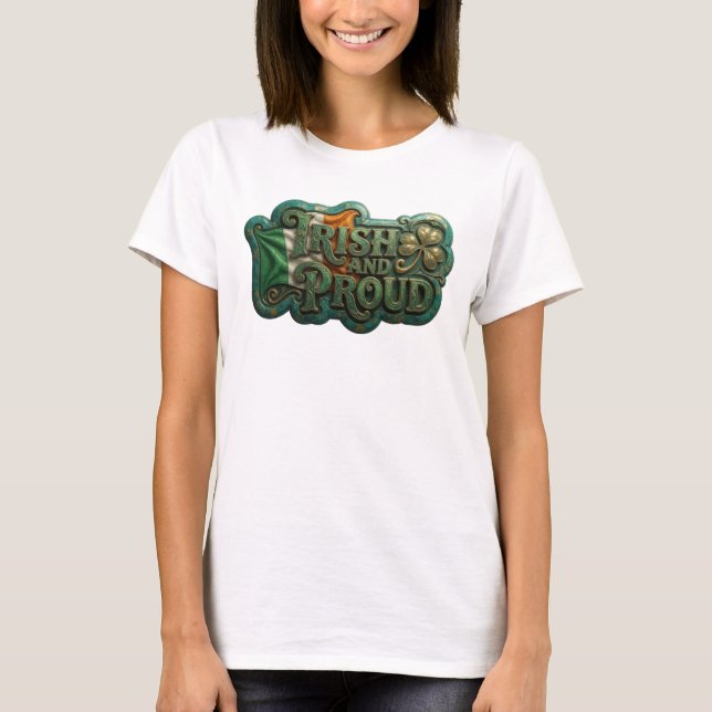 Färskt Guld IRländska och STOLT Statement T-shirt (Framsida)