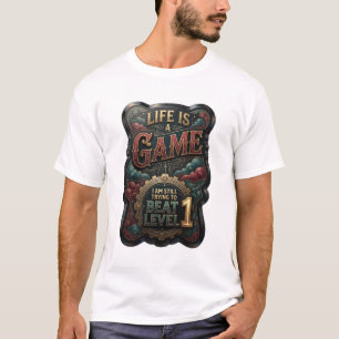 Färskt Guld LIVET ÄR ETT SPEL 3D Textkonst T Shirt