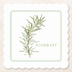 FÄRSKT ROSEMARY KRÄVDA Fyrkantiga Underlägg (+text Papper