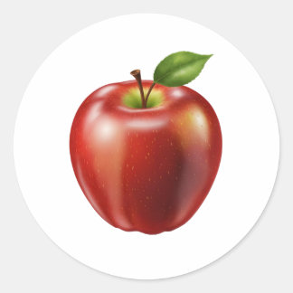 Färskt rött äpple runt klistermärke
