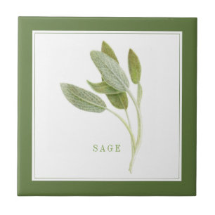 FÄRSKT SAGE 4.25x4.25 keramisk platta (+text)-Grön Kakelplatta