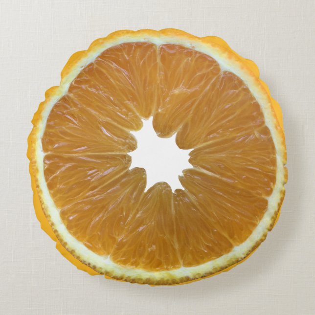 Färskt segment av Orangen - frukt Rund Kudde (Framsidan)