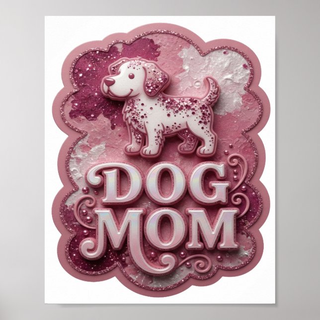 Färskt silver DOG MOM tryck (Framsidan)