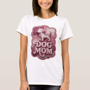 Färskt silver DOG MOM tryck T Shirt