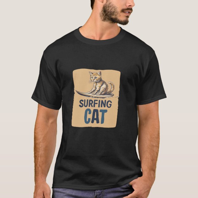 Färskt Surfing Kattunge-tema för en Snyggt Sommar T Shirt (Framsida)