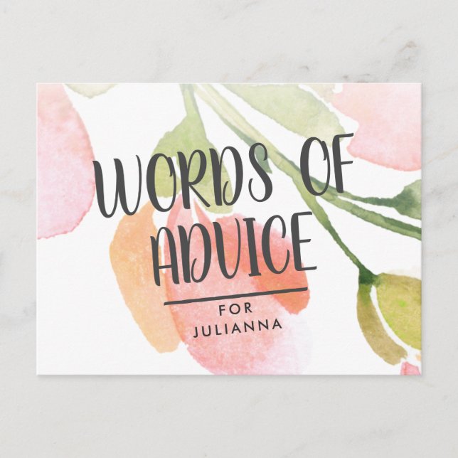 Färskt Watercolor Blooms Möhippa Adapter Rådkort (Framsida)