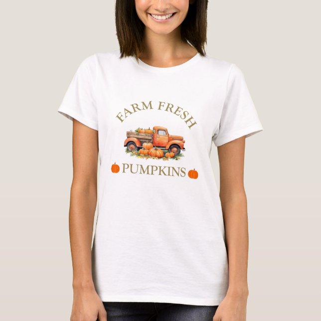 Färskvattenfärgspumpor från gården faller hösten t shirt (Framsida)