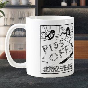 Fårstavning av ett meddelande till parachutister kaffemugg