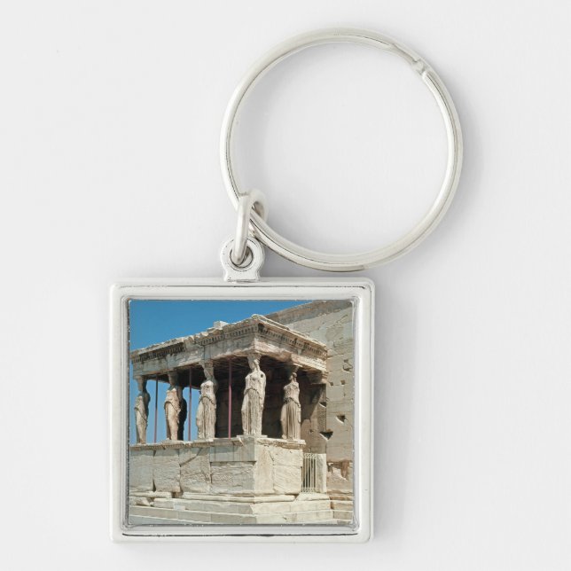 Farstubro av jungfruarna, Erechtheion, c.421-405 Fyrkantig Silverfärgad Nyckelring (Framsidan)