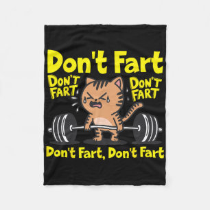 Fart Funny Gym Fitness Cat Workout Weightlif Fleecefilt