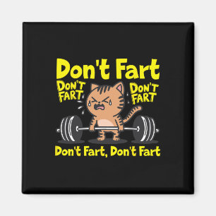 Fart Funny Gym Fitness Cat Workout Weightlif Magnet