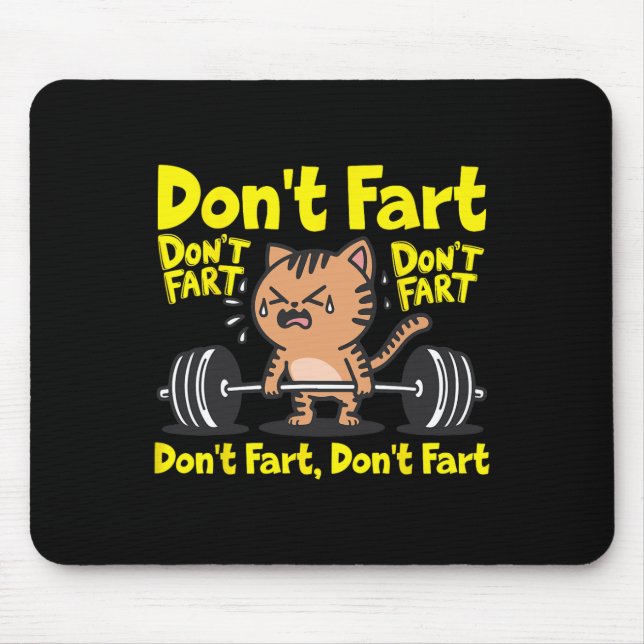 Fart Funny Gym Fitness Cat Workout Weightlif Musmatta (Framsidan)