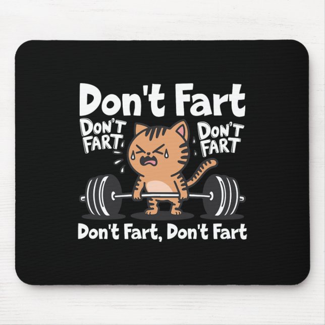 Fart Funny Gym Fitness Cat Workout Weightlif Musmatta (Framsidan)
