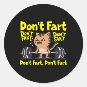 Fart Funny Gym Fitness Cat Workout Weightlif Runt Klistermärke