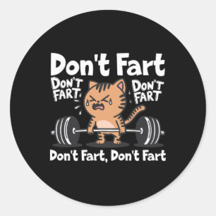 Fart Funny Gym Fitness Cat Workout Weightlif Runt Klistermärke