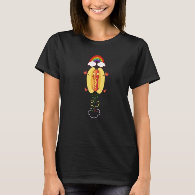 Fart Hotdog Rainbow Farting Flatulence Humor T Shirt (Framsida)