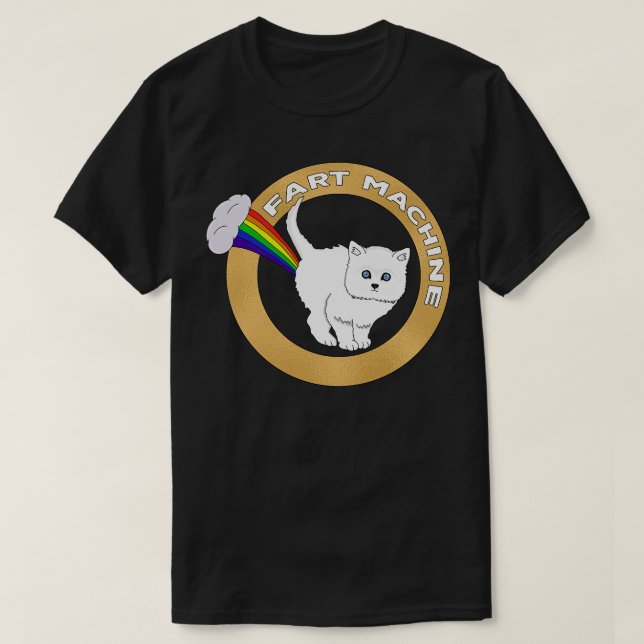 Fart Maskin Funny Cat Rainbow T Shirt (Design framsida)