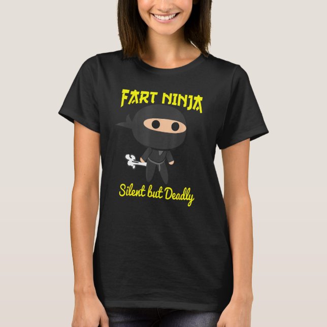 Fart Ninja Silent men Deadly Funny Pass Gas Far T Shirt (Framsida)