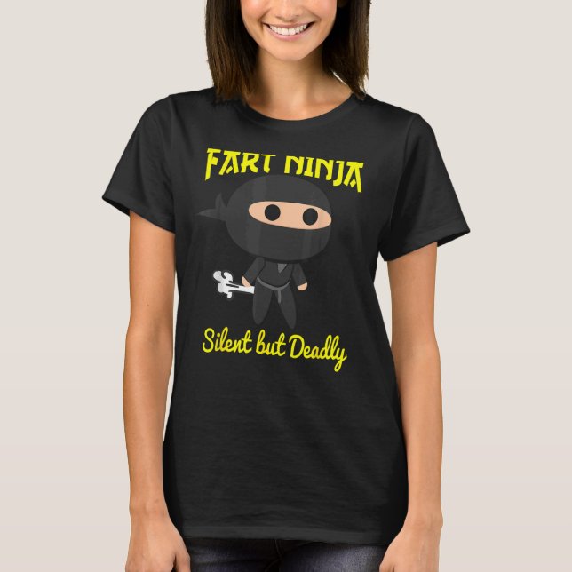 Fart Ninja Silent men Deadly Funny Pass Gas Far T Shirt (Framsida)
