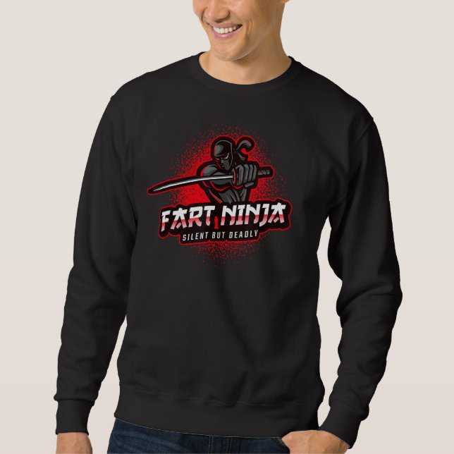Fart Ninja Warrior Spy Silent men Deadly Funny Gra Lång Ärmad Tröja (Framsida)
