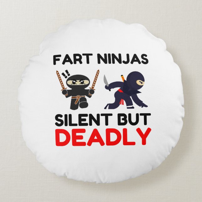 Fart Ninjas Tyst, men sorgligt Rund Kudde (Framsidan)