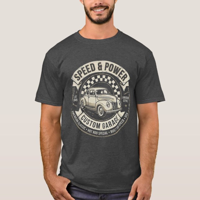 fart och kraft veteranbil t shirt (Framsida)