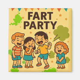 Fart Party Funny Tecknad Magnet