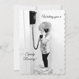 Fartfylld återställning, barn, gammal telefon, julkort