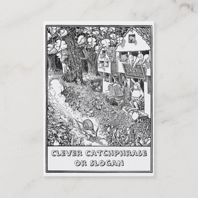 Fartfylld snigel på hjul visitkort (Framsida)