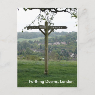 Farthing Downs Signpost, London Vykort