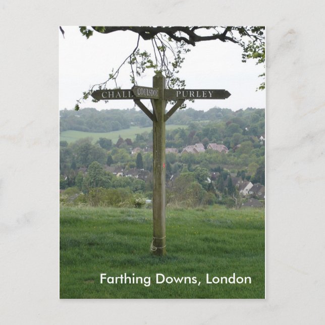 Farthing Downs Signpost, London Vykort (Framsida)