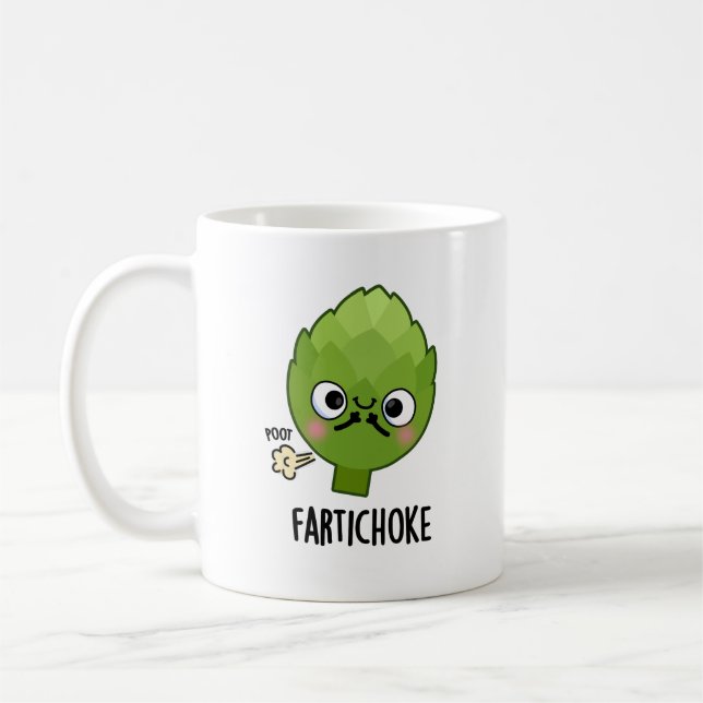 Fartichoke Funny Farting Artichoke Pun Kaffemugg (Vänster)