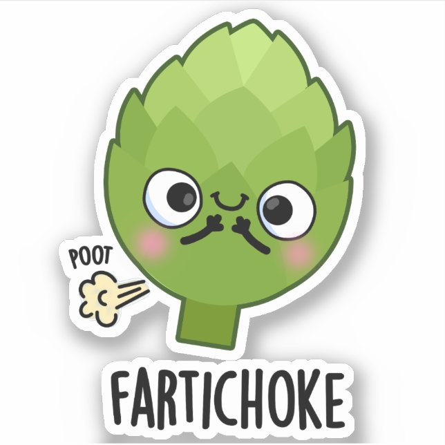 Fartichoke Funny Farting Artichoke Pun Klistermärken (Framsida)