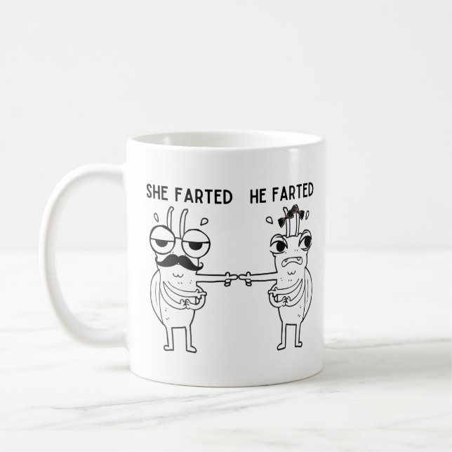 Farting Bug Humor Kaffemugg (Vänster)