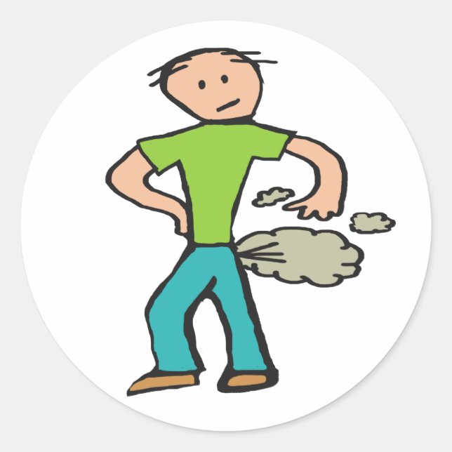 Farting Man Runt Klistermärke (Framsida)